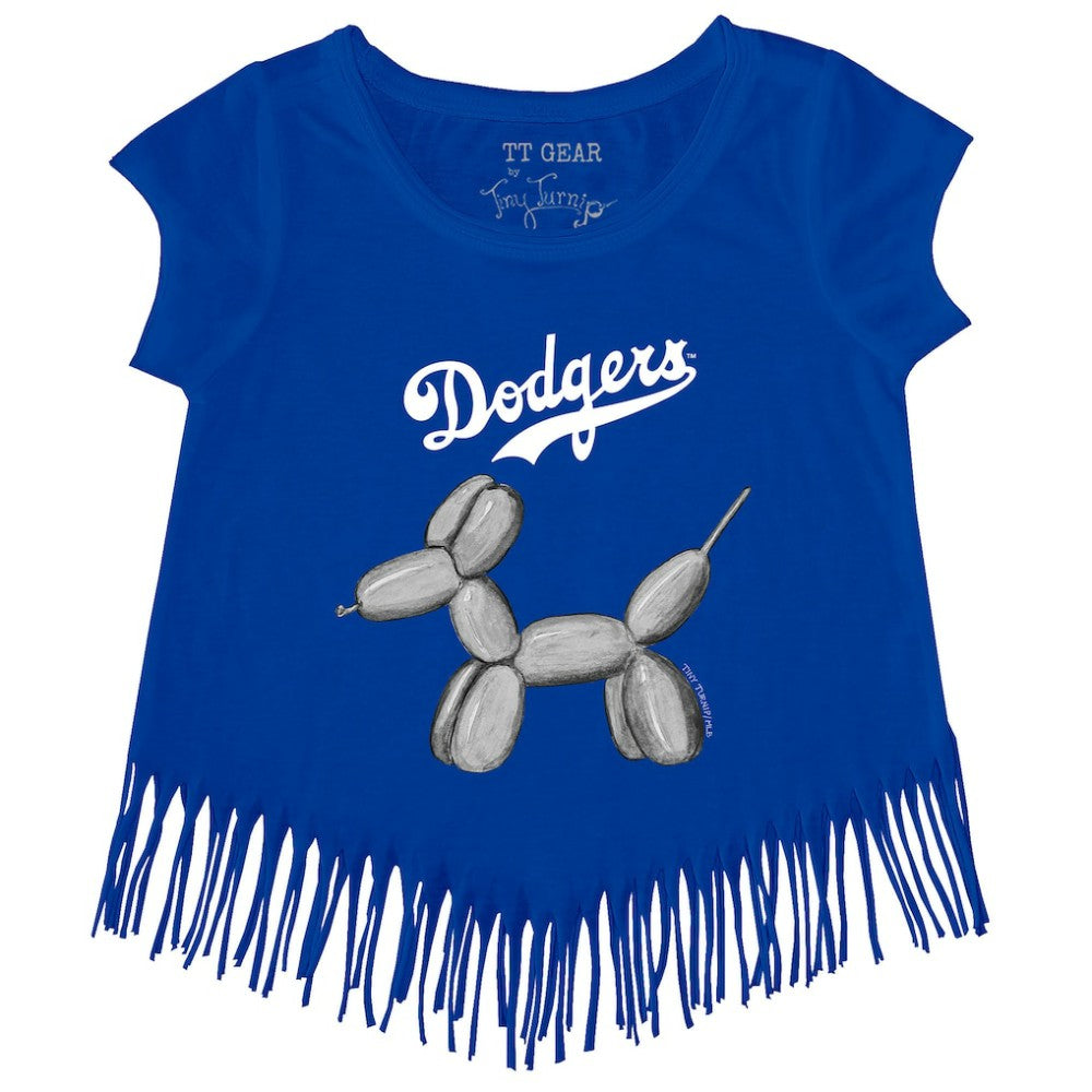 Los Angeles Dodgers Tiny Turnip Girls Youth Balloon Dog Fringe T-Shirt - Royal T-shirts