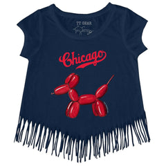 Chicago Cubs Tiny Turnip Girls Youth Balloon Dog Fringe T-Shirt - Navy T-shirts