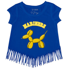 Seattle Mariners Tiny Turnip Girls Youth Balloon Dog Fringe T-Shirt - Royal T-shirts