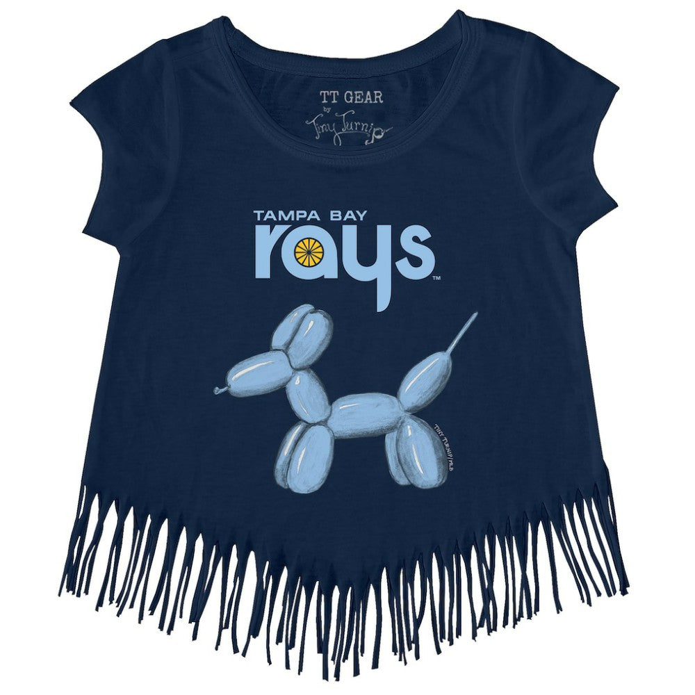 Tampa Bay Rays Tiny Turnip Girls Youth Balloon Dog Fringe T-Shirt - Navy T-shirts