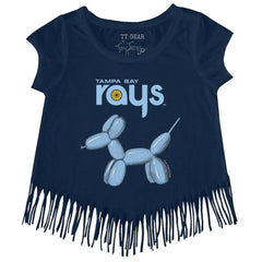 Tampa Bay Rays Tiny Turnip Girls Youth Balloon Dog Fringe T-Shirt - Navy T-shirts