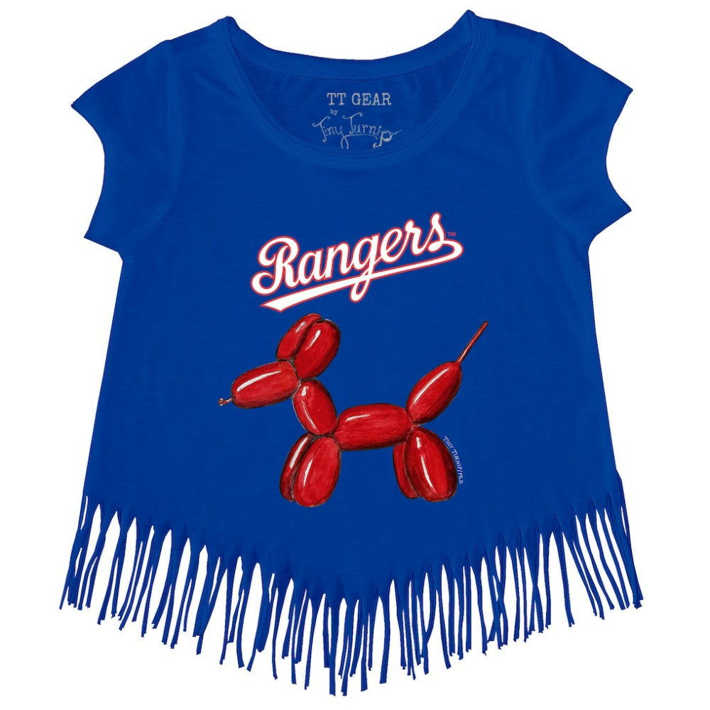 Texas Rangers Tiny Turnip Girls Youth Balloon Dog Fringe T-Shirt - Royal T-shirts