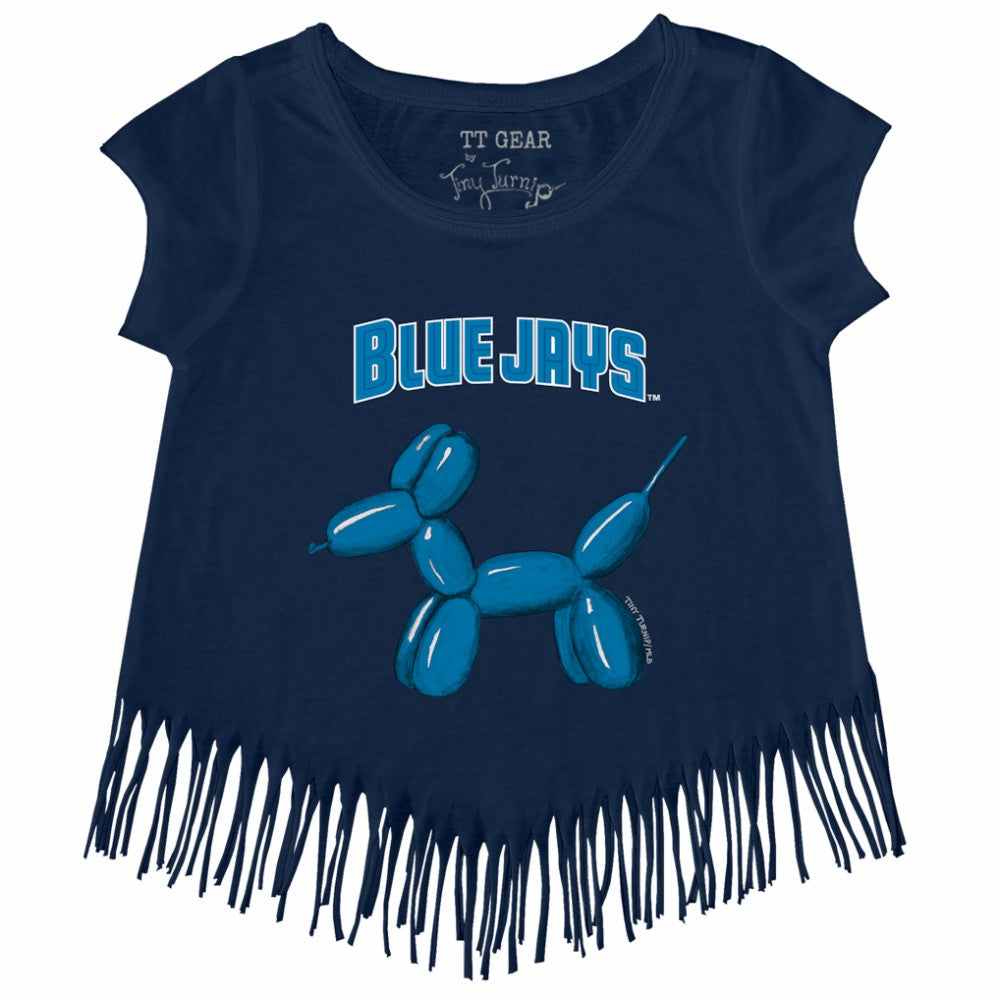 Toronto Blue Jays Tiny Turnip Girls Youth Balloon Dog Fringe T-Shirt - Navy T-shirts