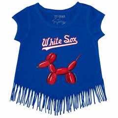 Chicago White Sox Tiny Turnip Girls Youth Balloon Dog Fringe T-Shirt - Royal T-shirts