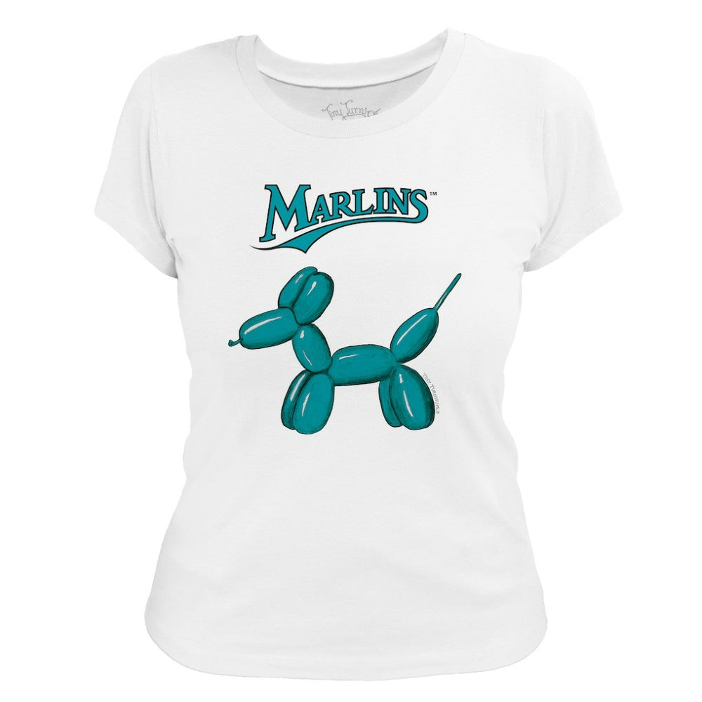 Miami Marlins Tiny Turnip Women's Balloon Dog T-Shirt - White T-shirts