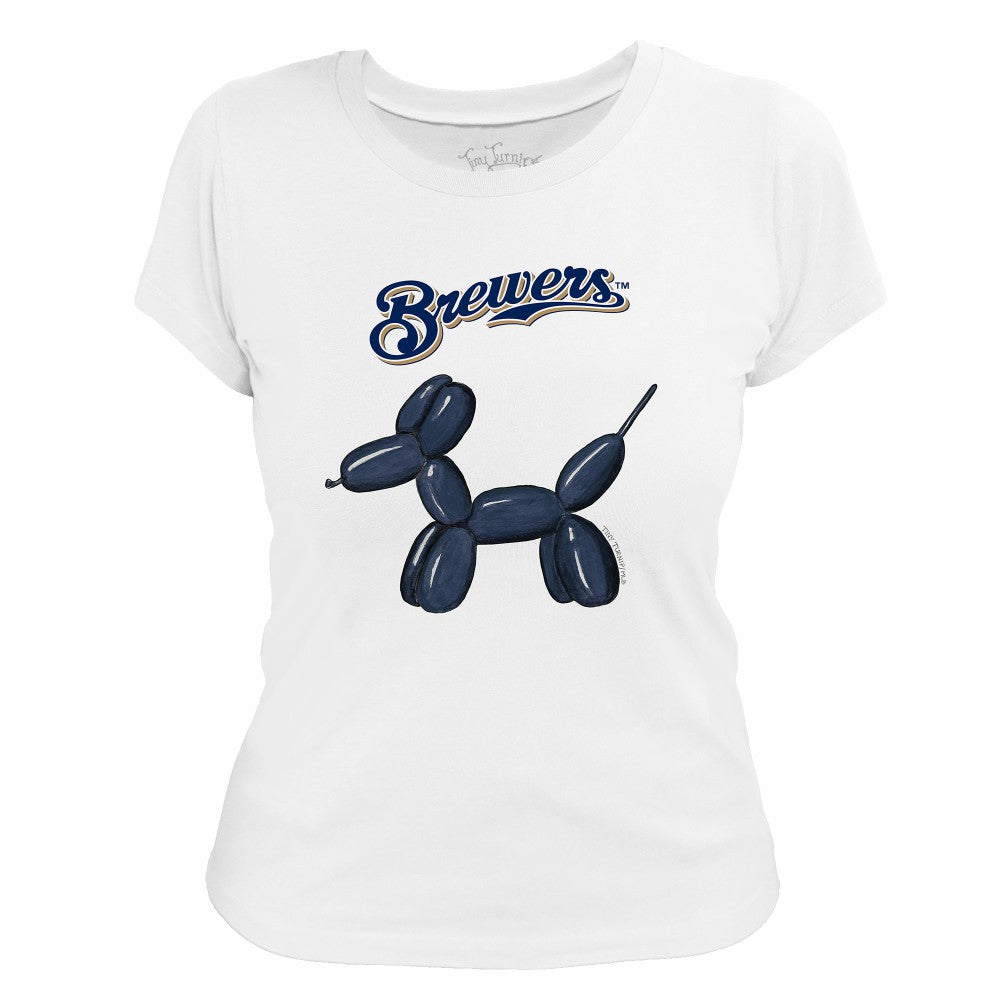 Milwaukee Brewers Tiny Turnip Women's Balloon Dog T-Shirt - White T-shirts