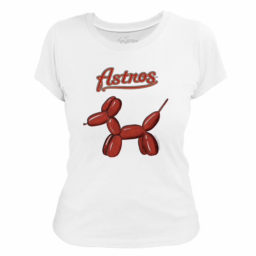 Houston Astros Tiny Turnip Women's Balloon Dog T-Shirt - White T-shirts