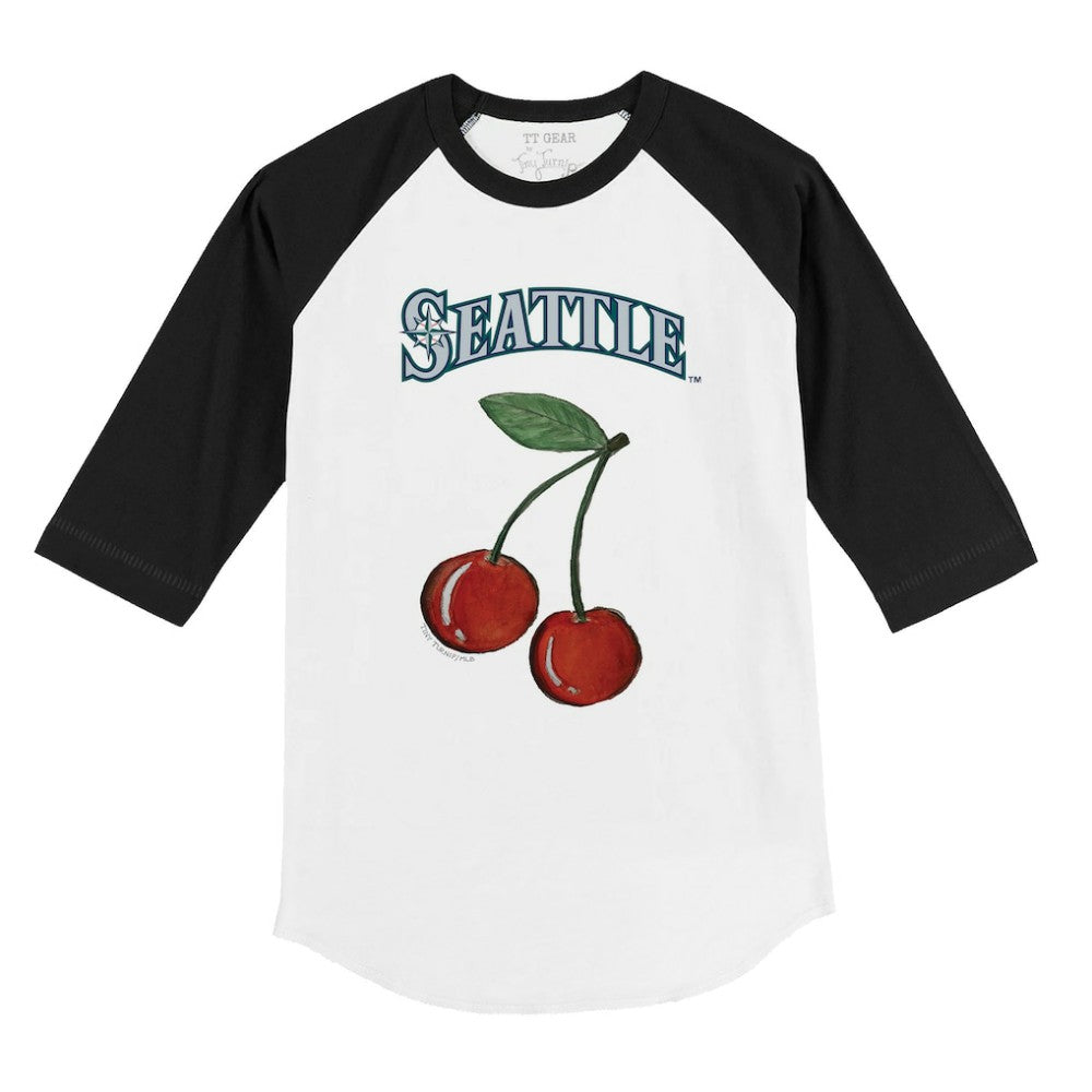 Seattle Mariners Tiny Turnip Youth Cherries 3/4-Sleeve Raglan Baseball T-Shirt - White T-shirts