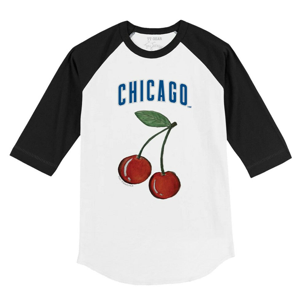 Chicago Cubs Tiny Turnip Youth Cherries 3/4-Sleeve Raglan Baseball T-Shirt - White T-shirts