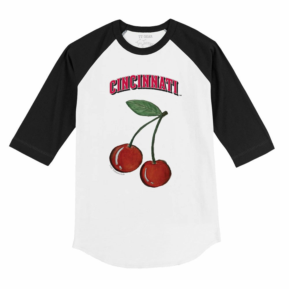 Cincinnati Reds Tiny Turnip Youth Cherries 3/4-Sleeve Raglan Baseball T-Shirt - White T-shirts