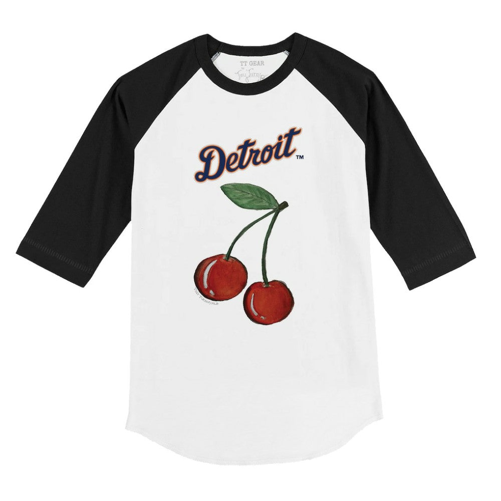 Detroit Tigers Tiny Turnip Youth Cherries 3/4-Sleeve Raglan Baseball T-Shirt - White T-shirts