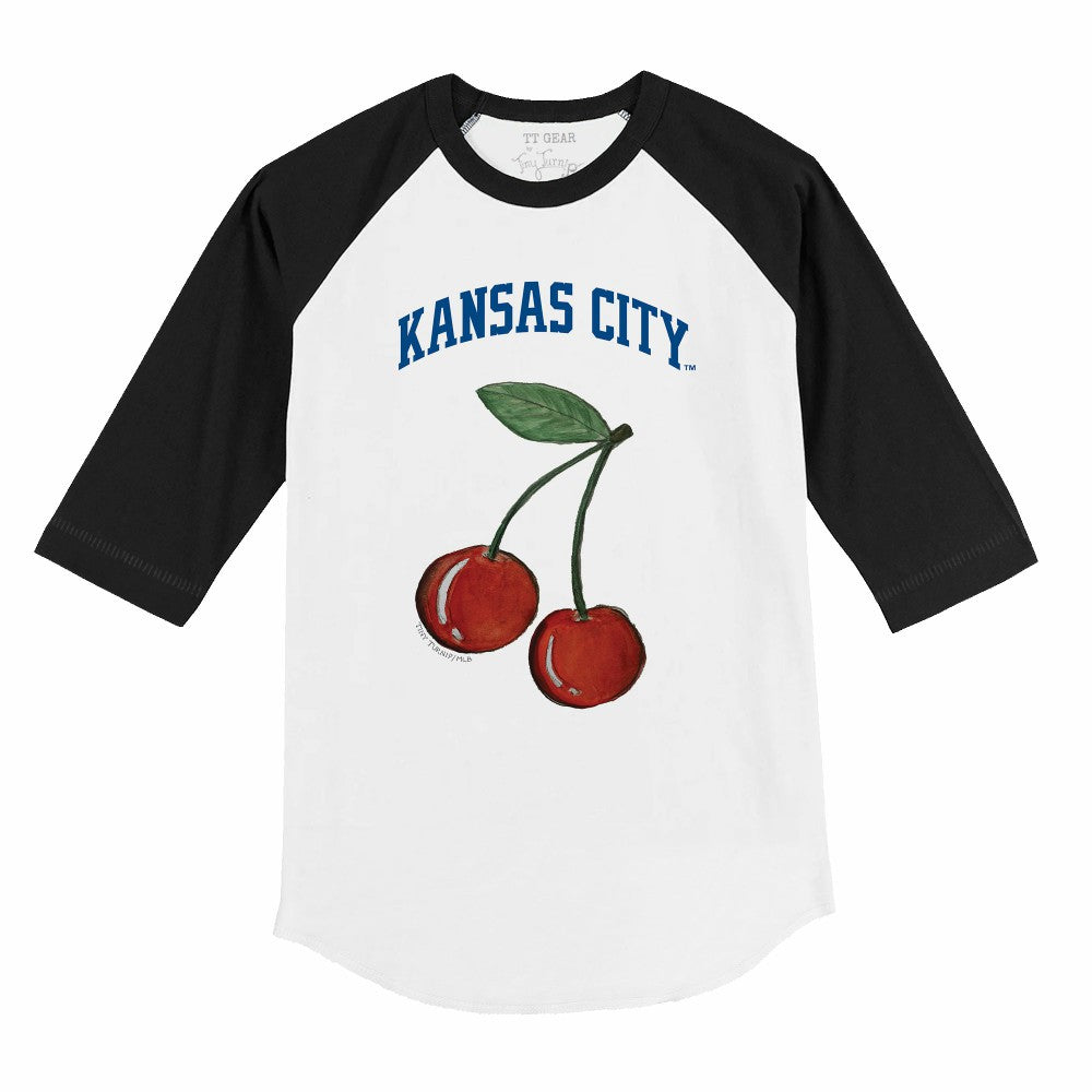 Kansas City Royals Tiny Turnip Youth Cherries 3/4-Sleeve Raglan Baseball T-Shirt - White T-shirts