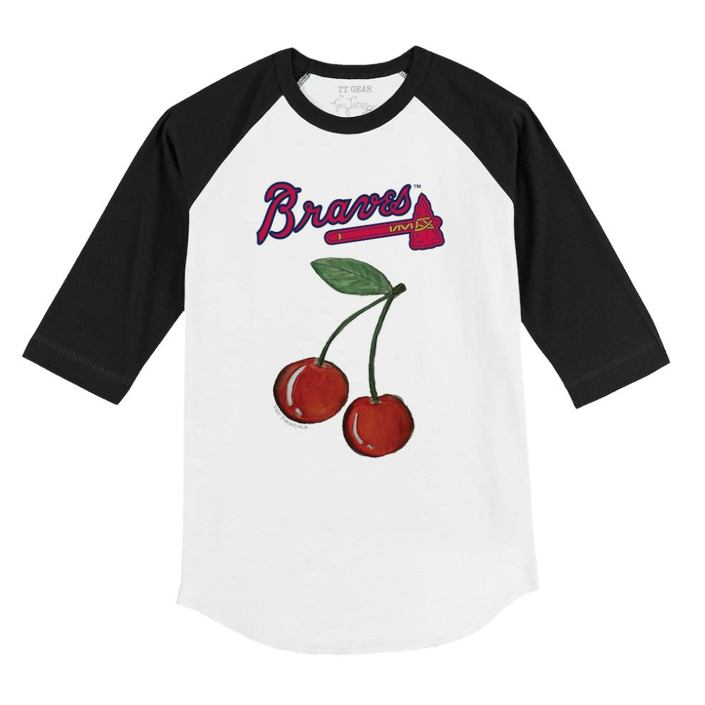 Atlanta Braves Tiny Turnip Youth Cherries 3/4-Sleeve Raglan Baseball T-Shirt - White T-shirts
