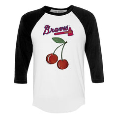 Atlanta Braves Tiny Turnip Women's Cherries 3/4-Sleeve Raglan Baseball T-Shirt - White T-shirts