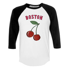 Boston Red Sox Tiny Turnip Women's Cherries 3/4-Sleeve Raglan Baseball T-Shirt - White T-shirts