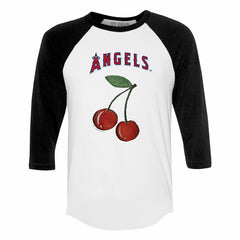 Los Angeles Angels Tiny Turnip Women's Cherries 3/4-Sleeve Raglan Baseball T-Shirt - White T-shirts