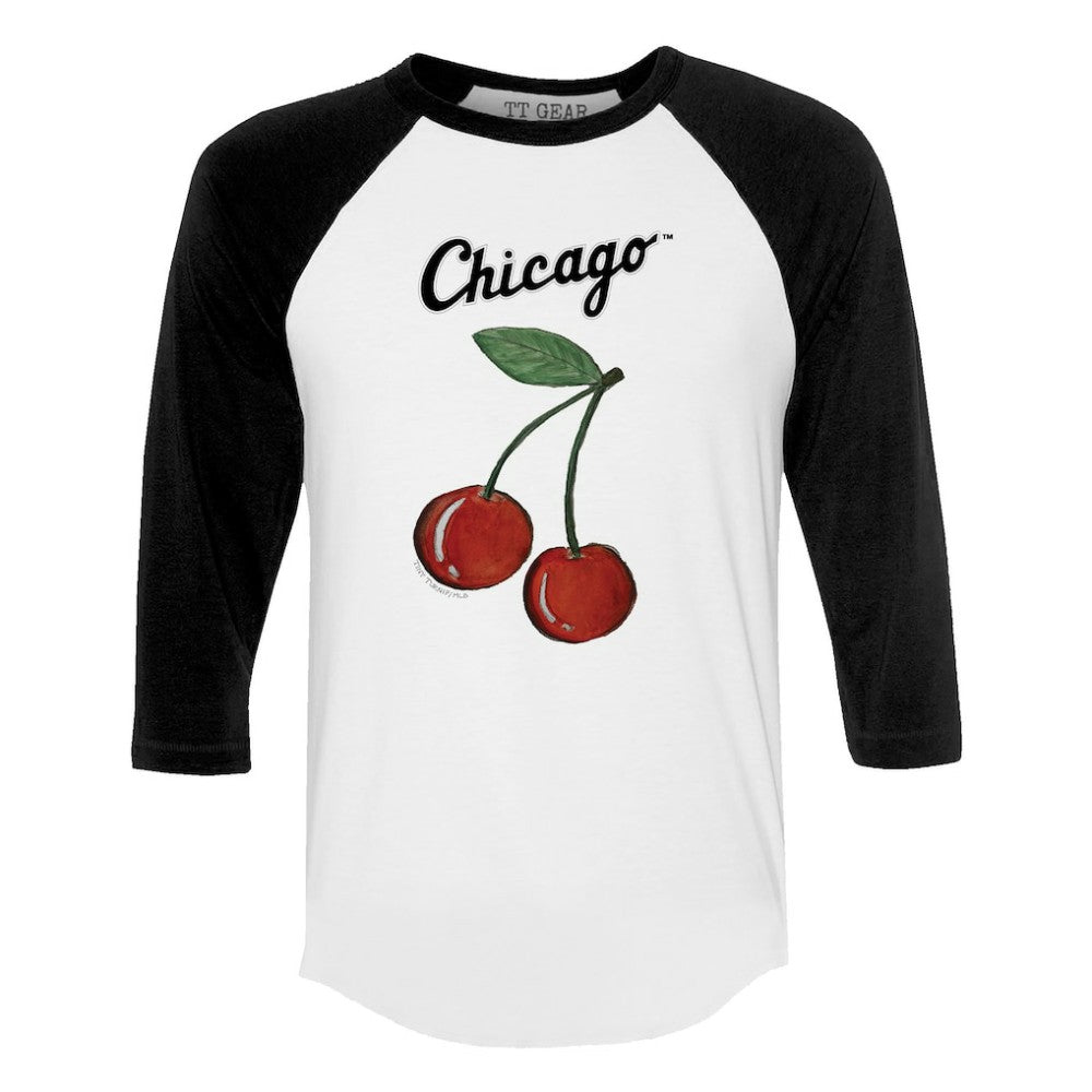 Chicago White Sox Tiny Turnip Women's Cherries 3/4-Sleeve Raglan Baseball T-Shirt - White T-shirts
