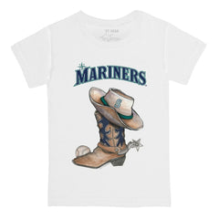 Seattle Mariners Tiny Turnip Youth Cowboy Boot T-Shirt - White T-shirts