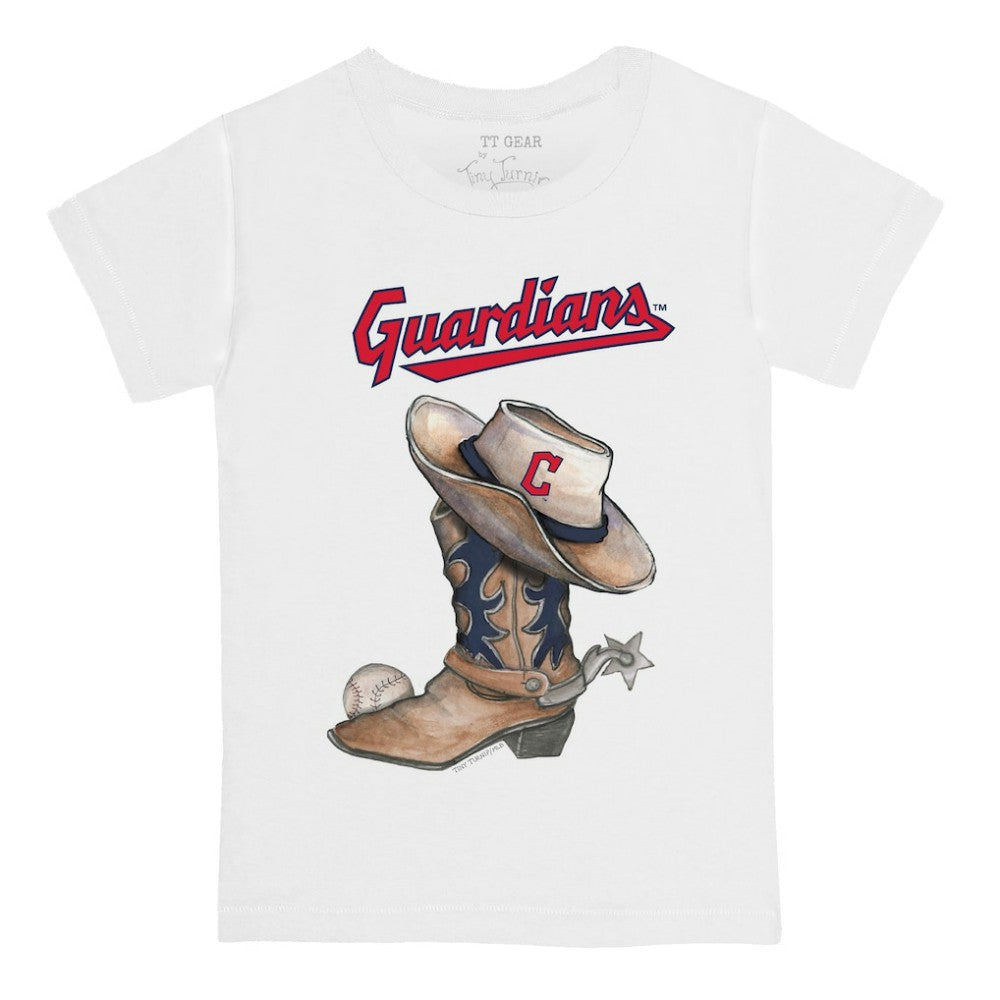 Cleveland Guardians Tiny Turnip Youth Cowboy Boot T-Shirt - White T-shirts