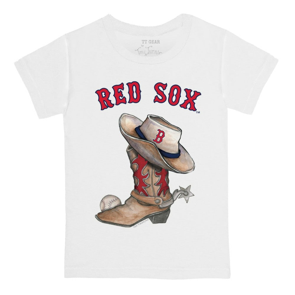 Boston Red Sox Tiny Turnip Youth Cowboy Boot T-Shirt - White T-shirts