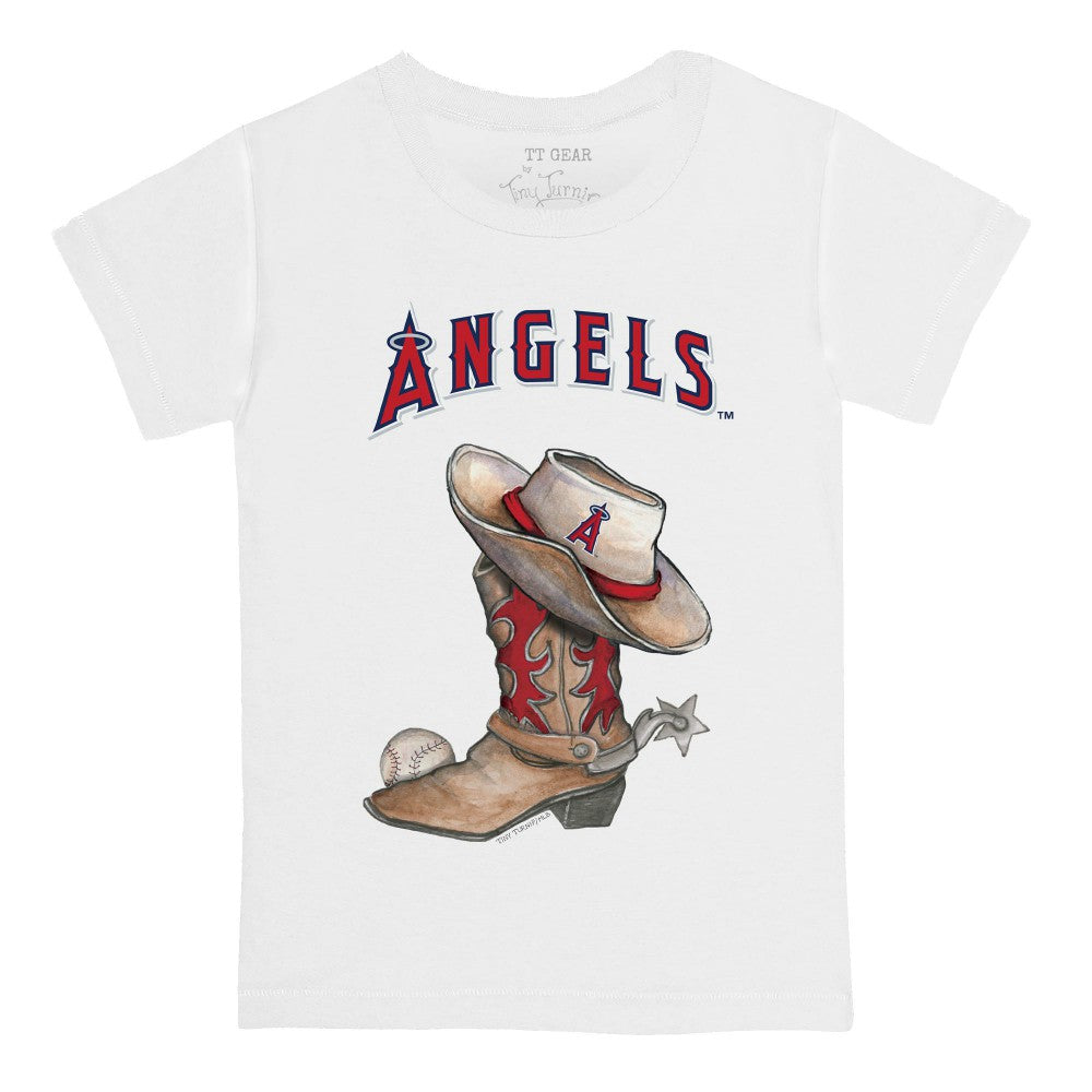 Los Angeles Angels Tiny Turnip Youth Cowboy Boot T-Shirt - White T-shirts