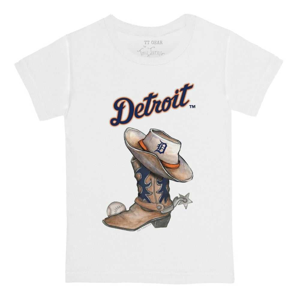 Detroit Tigers Tiny Turnip Youth Cowboy Boot T-Shirt - White T-shirts