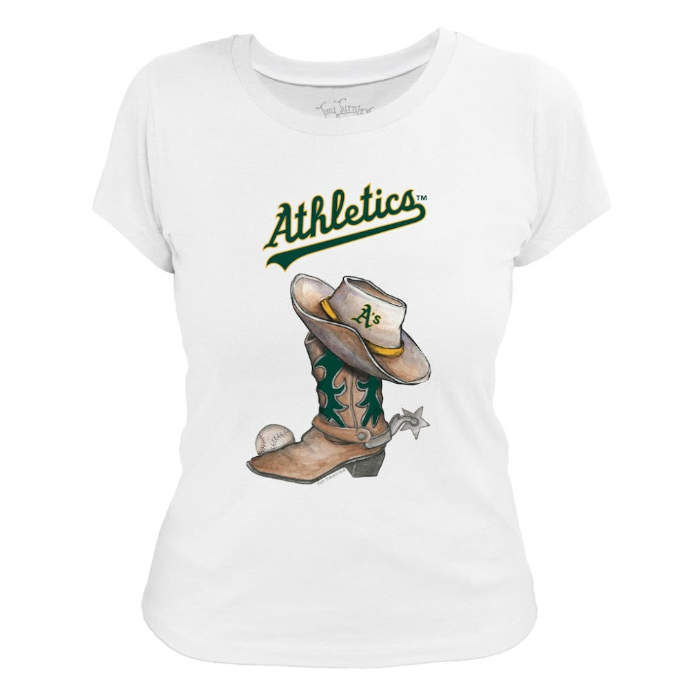 Athletics Tiny Turnip Women's Cowboy Boot T-Shirt - White T-shirts