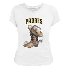 San Diego Padres Tiny Turnip Women's Cowboy Boot T-Shirt - White T-shirts