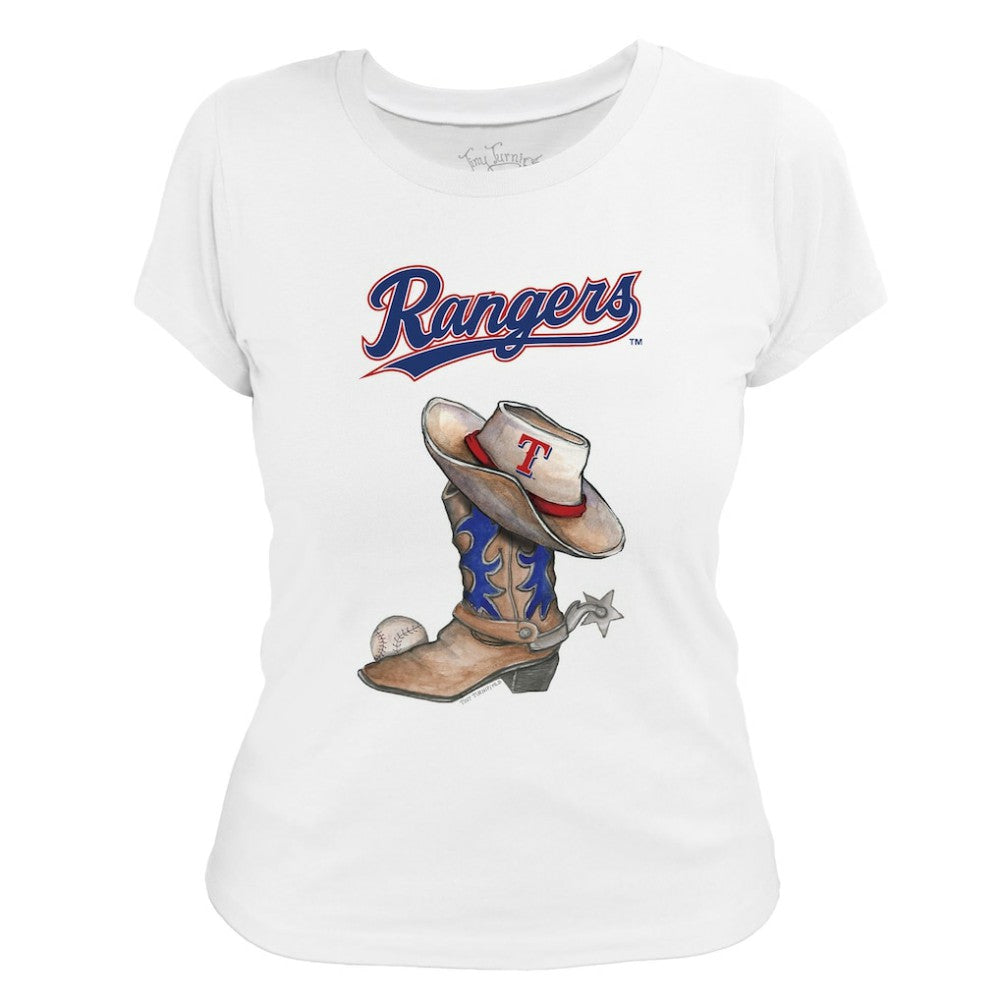 Texas Rangers Tiny Turnip Women's Cowboy Boot T-Shirt - White T-shirts