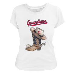 Cleveland Guardians Tiny Turnip Women's Cowboy Boot T-Shirt - White T-shirts