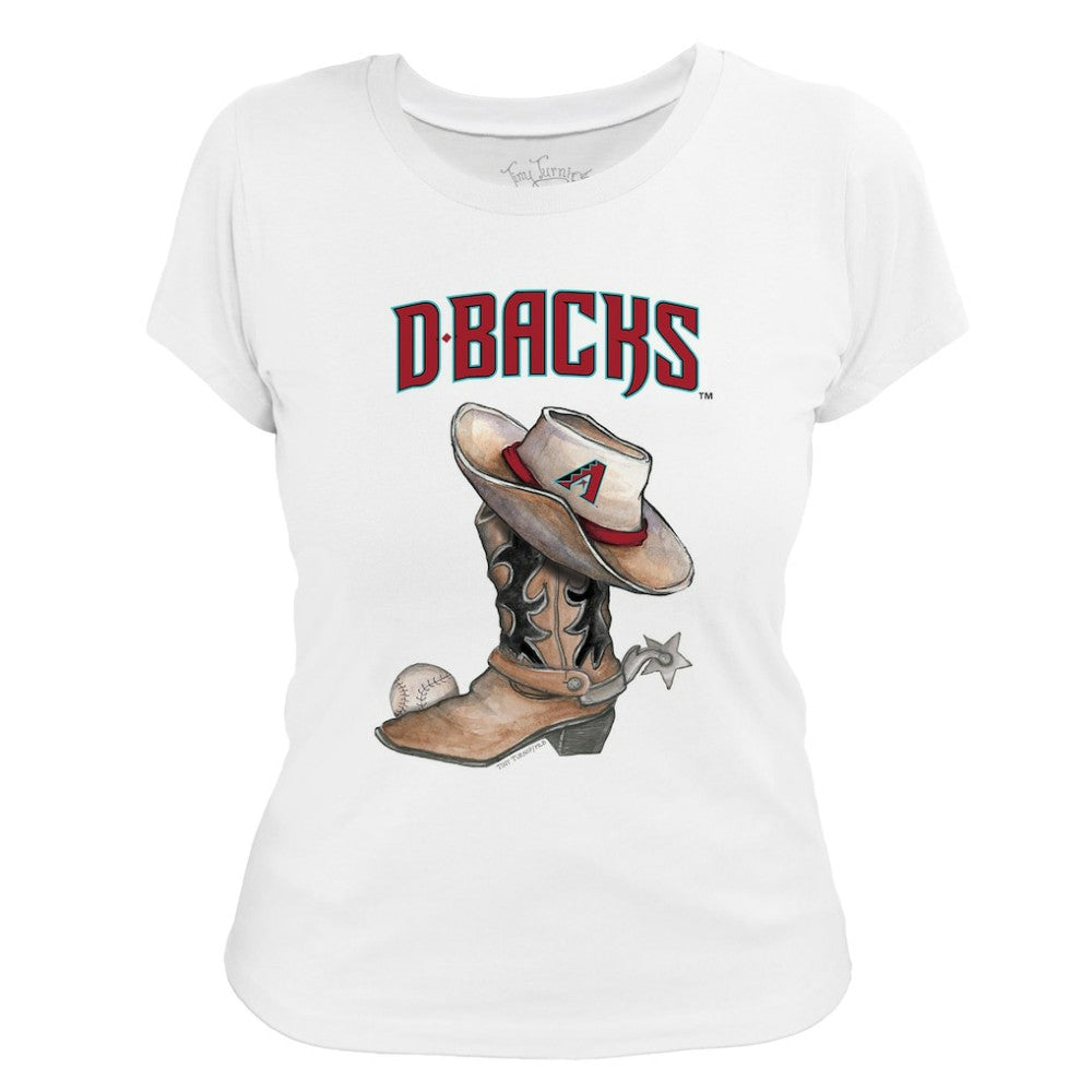 Arizona Diamondbacks Tiny Turnip Women's Cowboy Boot T-Shirt - White T-shirts
