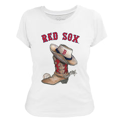 Boston Red Sox Tiny Turnip Women's Cowboy Boot T-Shirt - White T-shirts