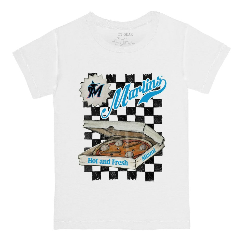 Miami Marlins Tiny Turnip Youth Pizza T-Shirt - White T-shirts