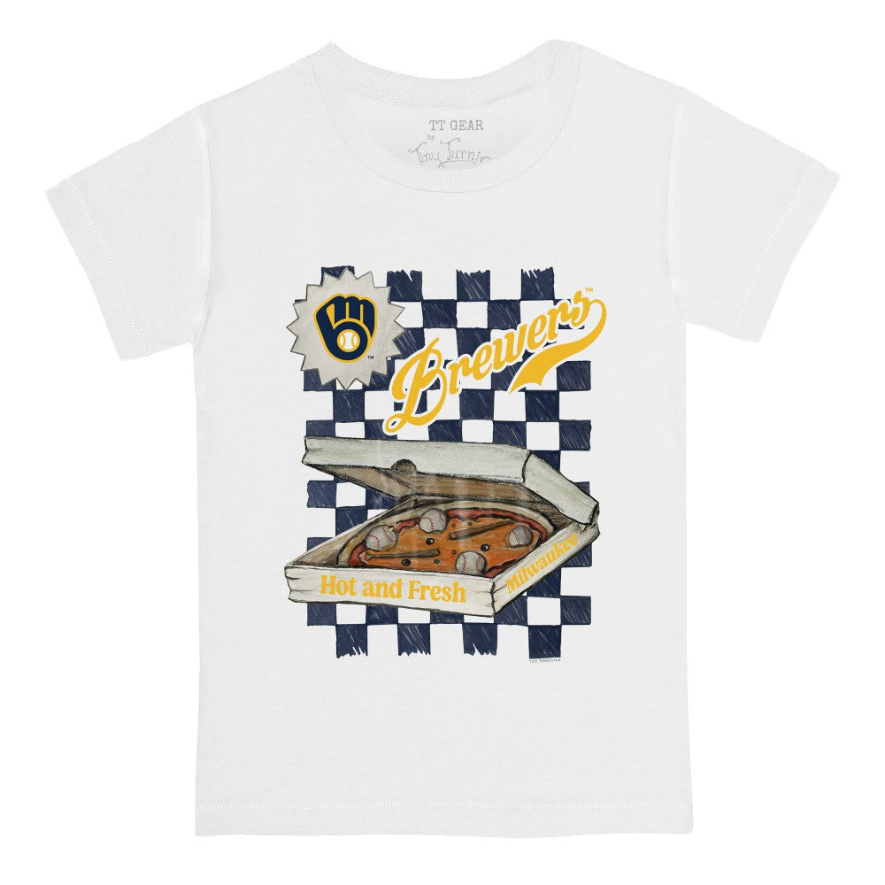 Milwaukee Brewers Tiny Turnip Youth Pizza T-Shirt - White T-shirts