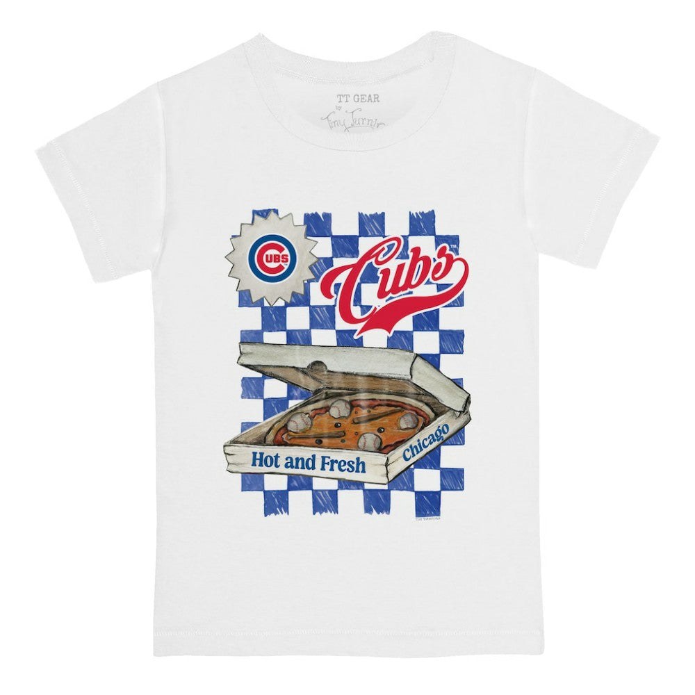 Chicago Cubs Tiny Turnip Youth Pizza T-Shirt - White T-shirts