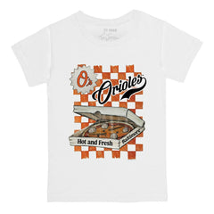 Baltimore Orioles Tiny Turnip Youth Pizza T-Shirt - White T-shirts