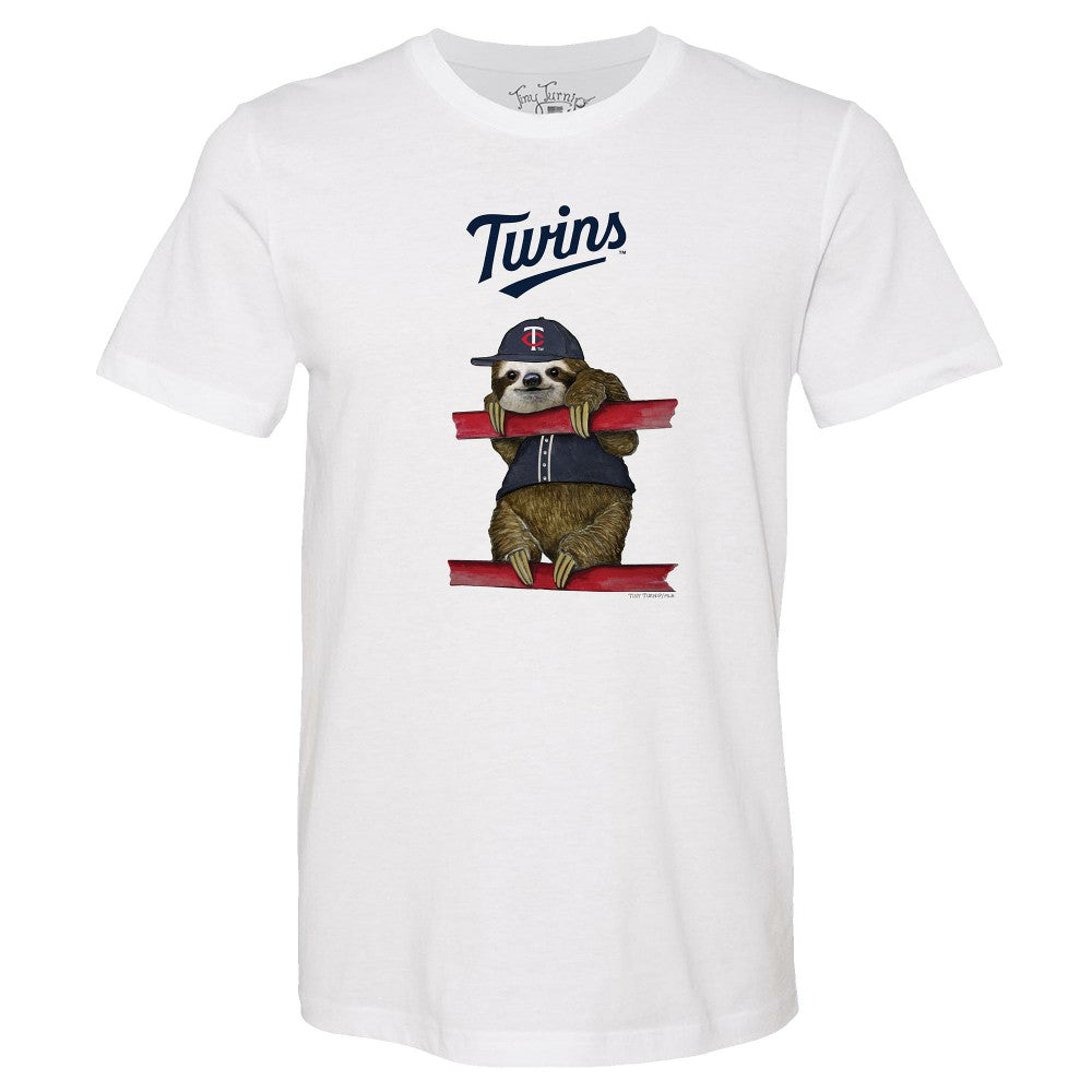 Minnesota Twins Tiny Turnip Unisex Sloth T-Shirt - White T-shirts