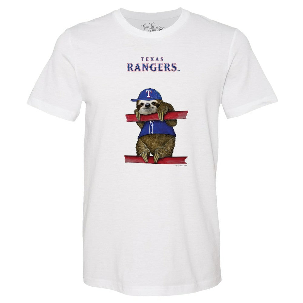 Texas Rangers Tiny Turnip Unisex Sloth T-Shirt - White T-shirts