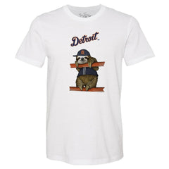 Detroit Tigers Tiny Turnip Unisex Sloth T-Shirt - White T-shirts