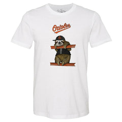 Baltimore Orioles Tiny Turnip Unisex Sloth T-Shirt - White T-shirts
