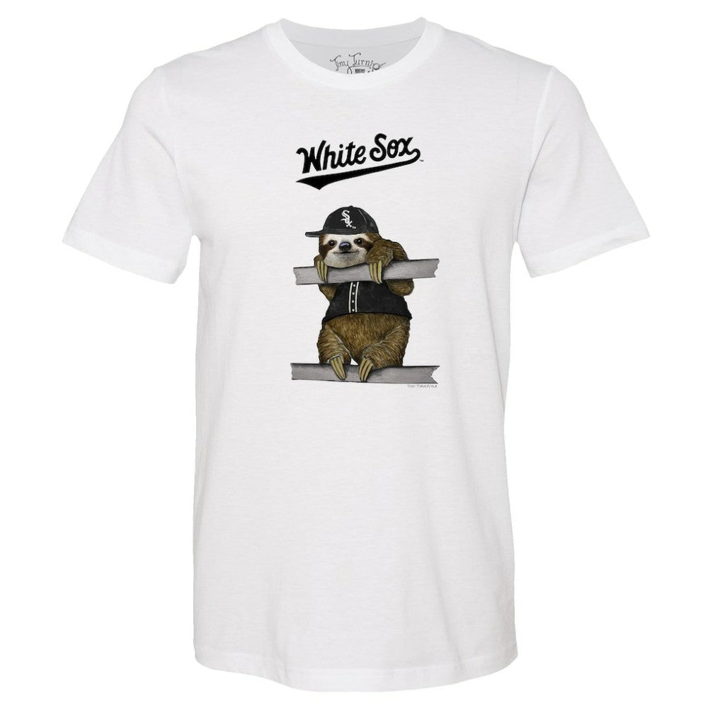 Chicago White Sox Tiny Turnip Unisex Sloth T-Shirt - White T-shirts