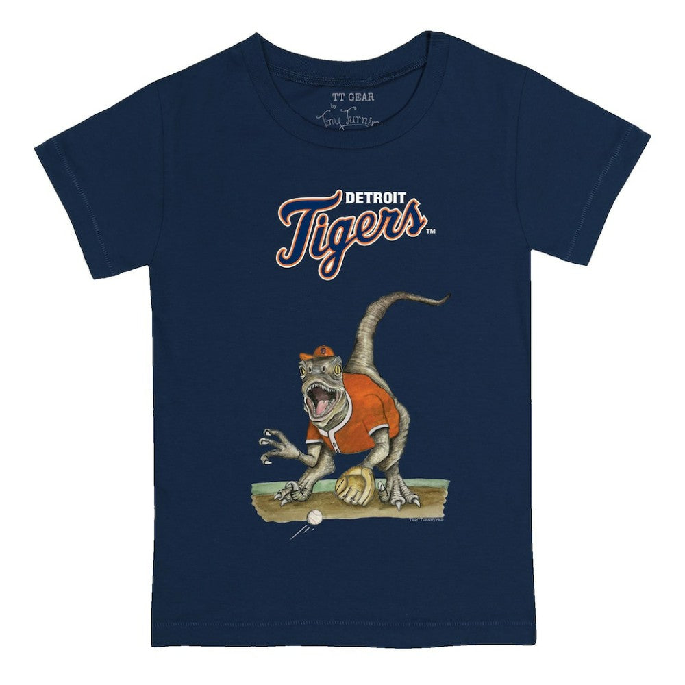 Detroit Tigers Tiny Turnip Youth Velociraptor T-Shirt - Navy T-shirts