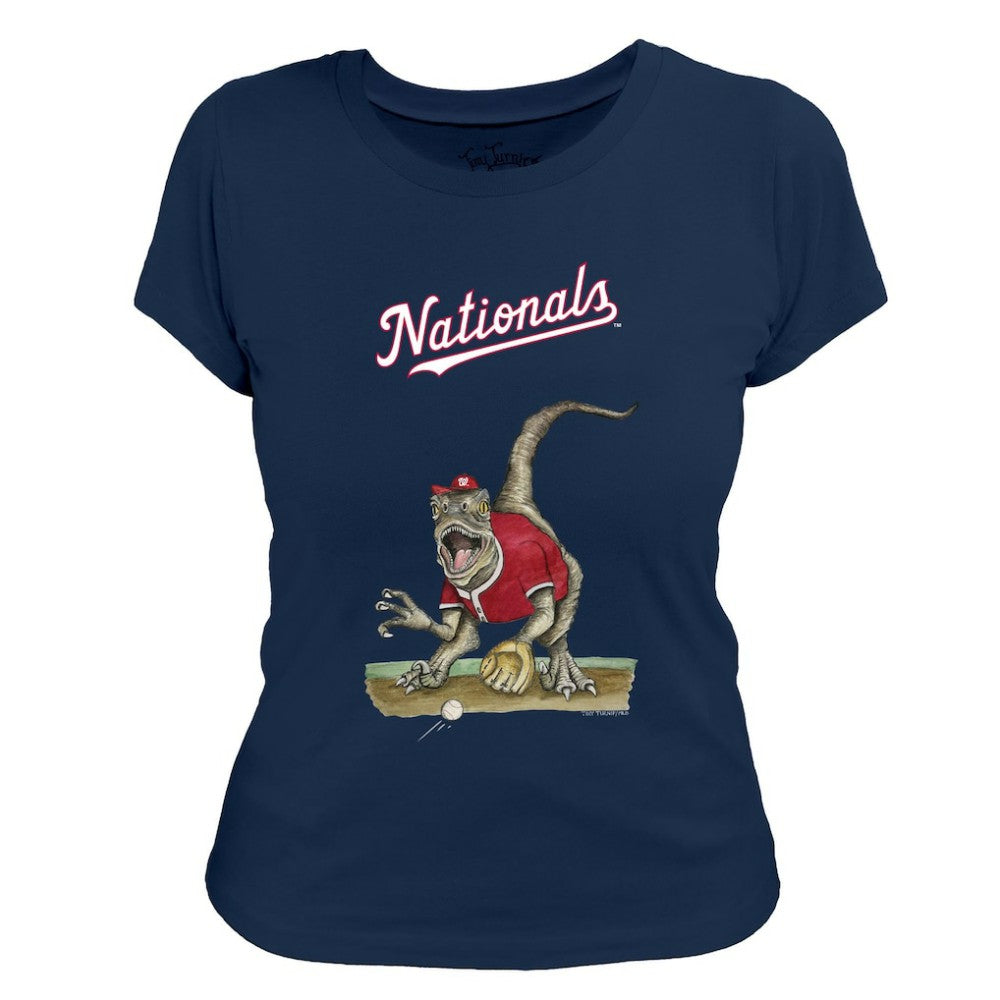Washington Nationals Tiny Turnip Women's Velociraptor T-Shirt - Navy T-shirts