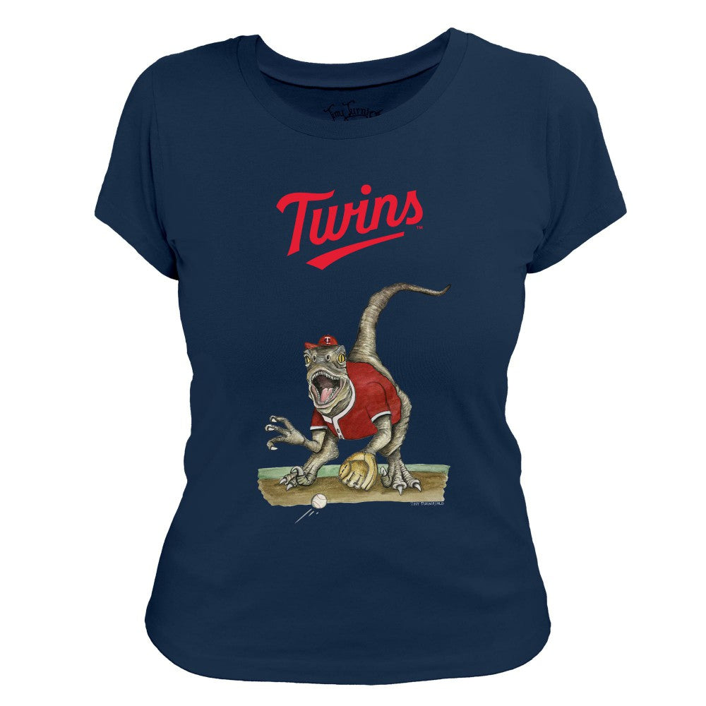 Minnesota Twins Tiny Turnip Women's Velociraptor T-Shirt - Navy T-shirts