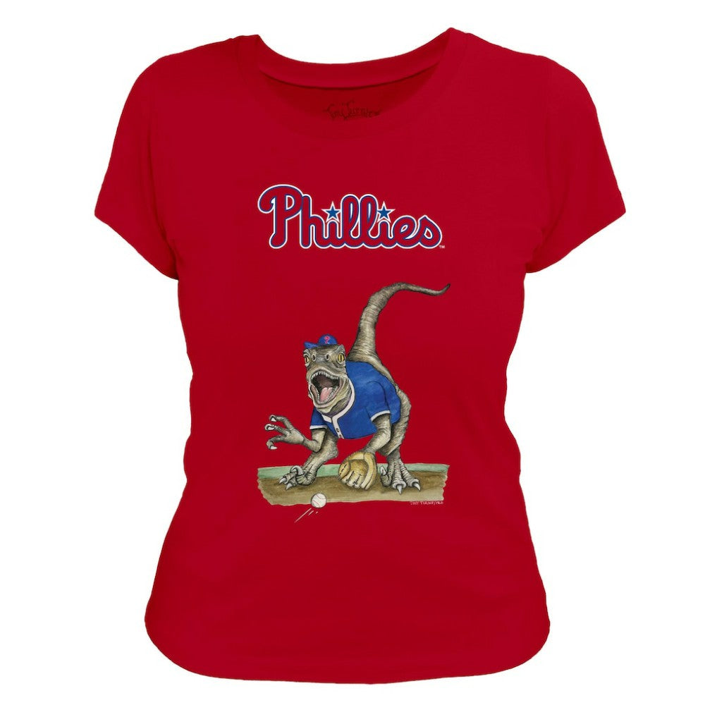 Philadelphia Phillies Tiny Turnip Women's Velociraptor T-Shirt - Red T-shirts