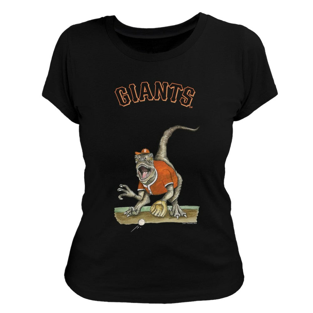San Francisco Giants Tiny Turnip Women's Velociraptor T-Shirt - Black T-shirts