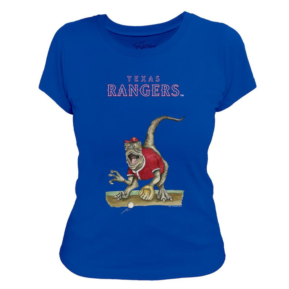 Texas Rangers Tiny Turnip Women's Velociraptor T-Shirt - Royal T-shirts