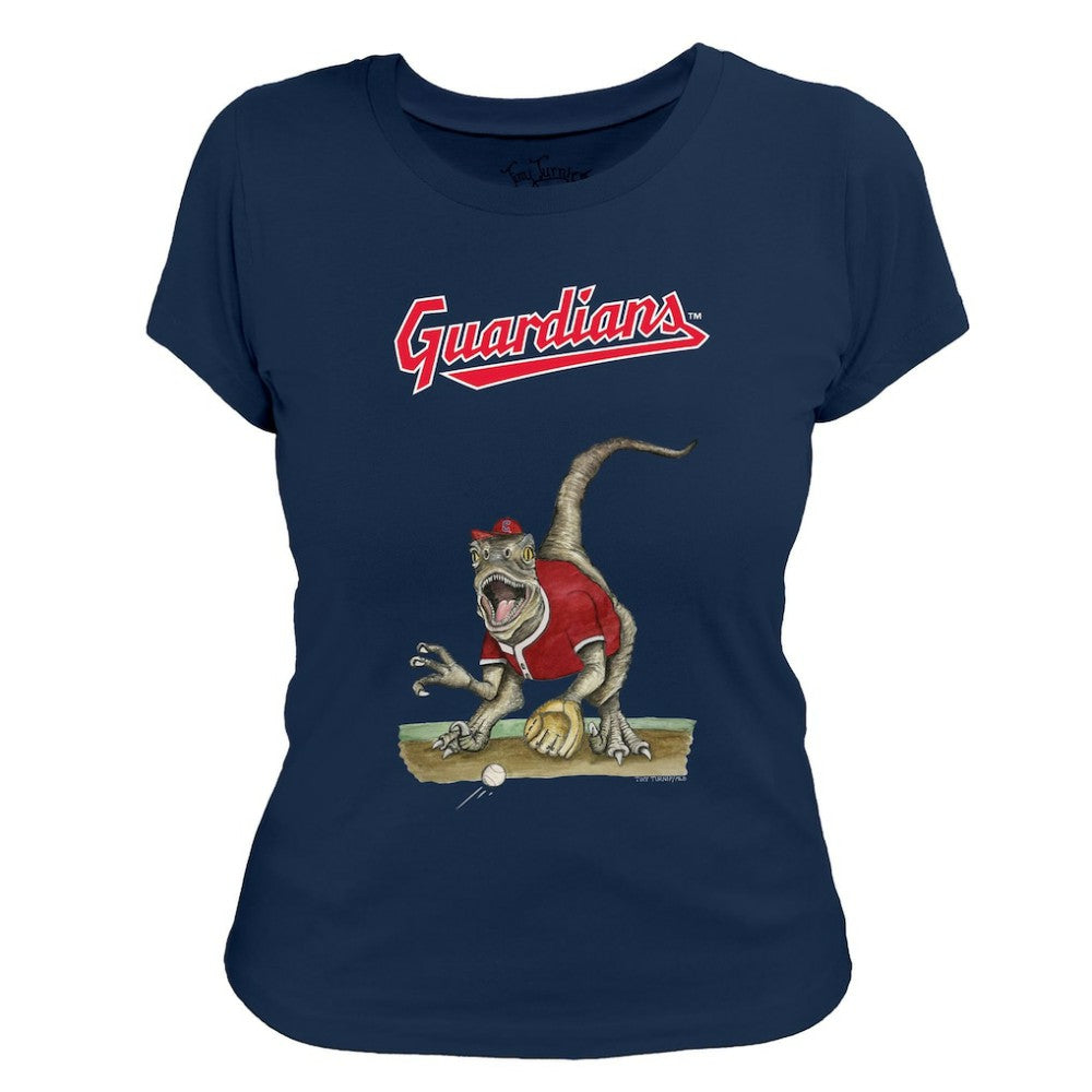 Cleveland Guardians Tiny Turnip Women's Velociraptor T-Shirt - Navy T-shirts