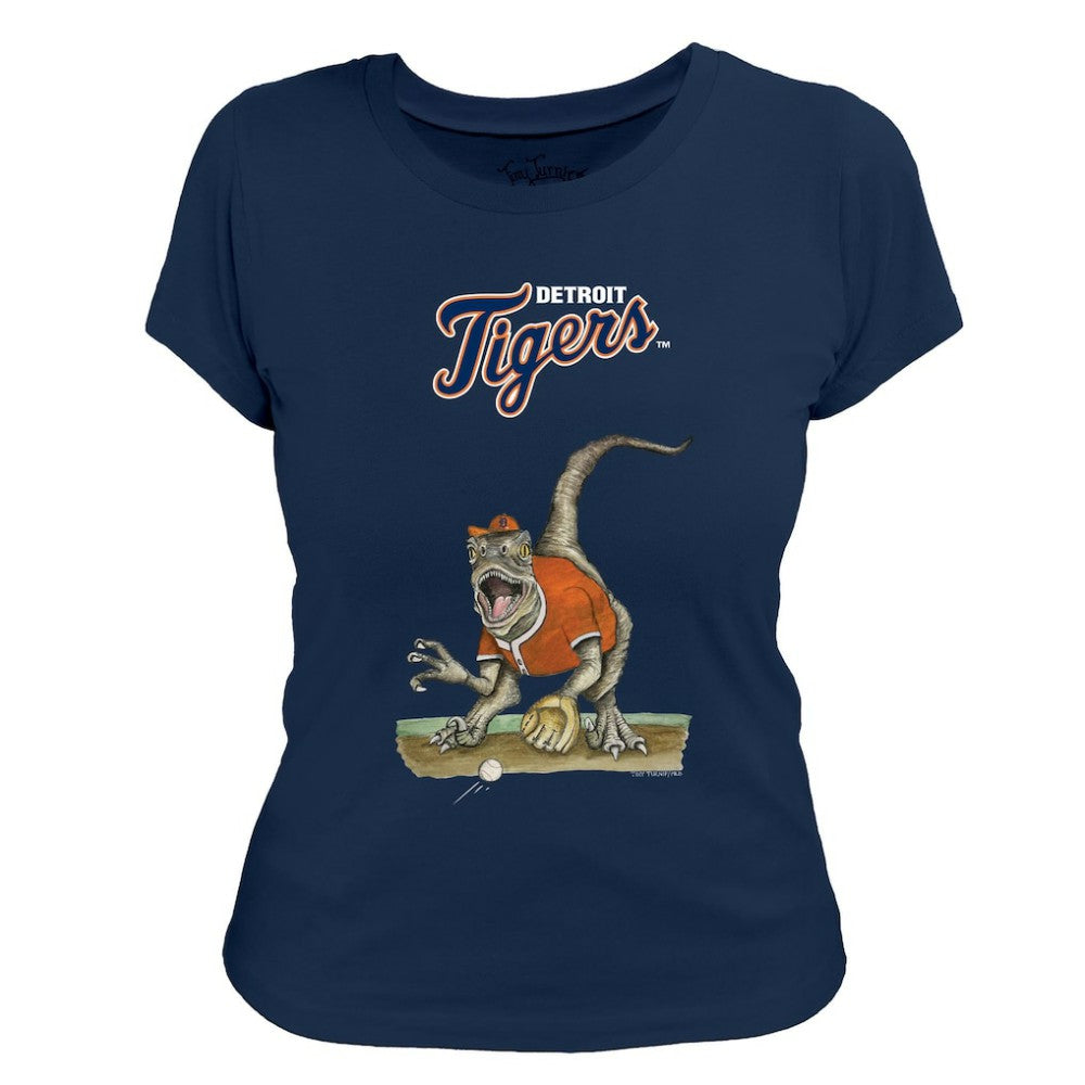 Detroit Tigers Tiny Turnip Women's Velociraptor T-Shirt - Navy T-shirts