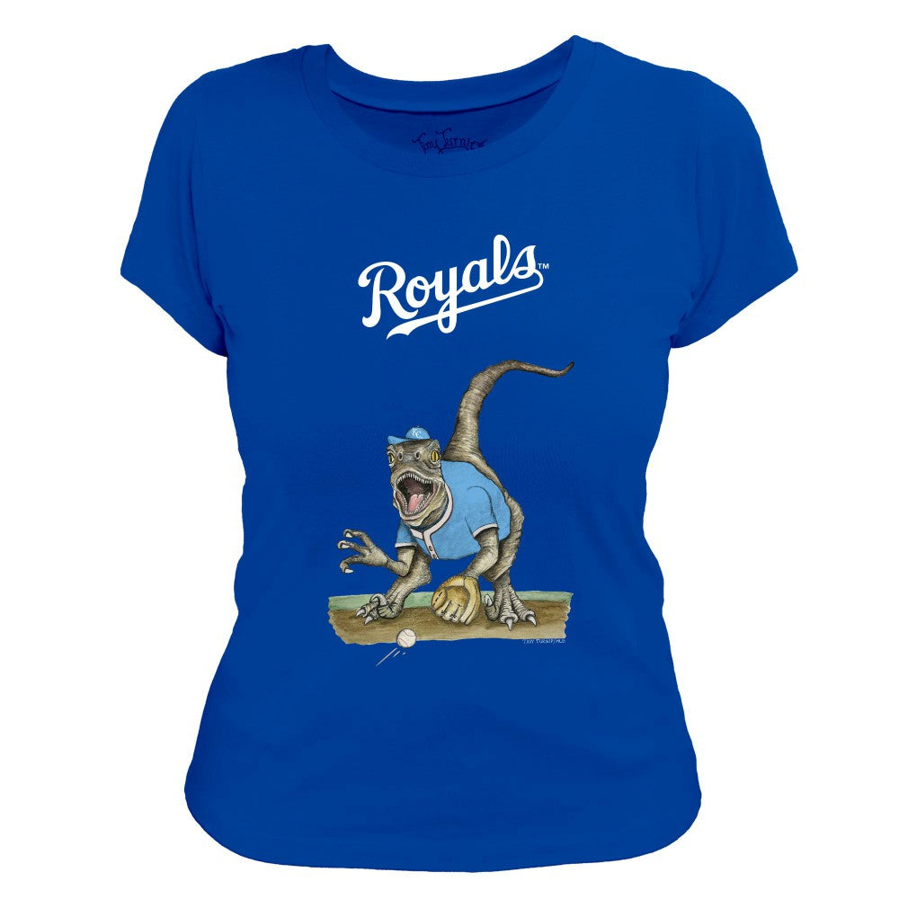 Kansas City Royals Tiny Turnip Women's Velociraptor T-Shirt - Royal T-shirts